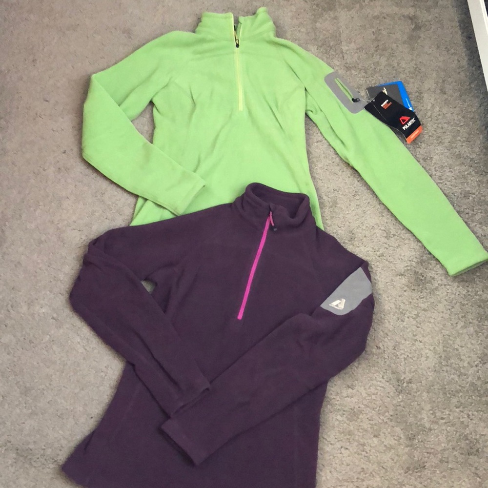 2 Eddie Bauer Fleece 1/4 Zip Tops
